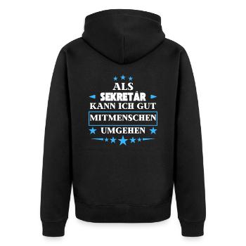 En tant que secrétaire, il aimerait traiter avec d’autres êtres humains. - Veste à capuche bio Premium Unisexe - noir - Dos - Nico (187cm)