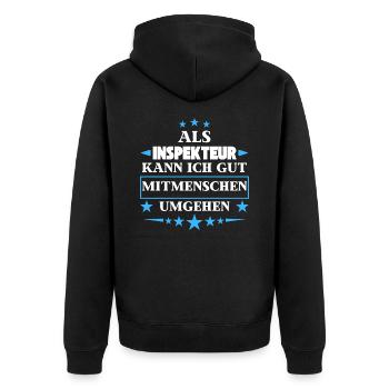 Dealing with fellow human beings as an inspector. - Unisex Premium Organic Zip Hoodie - black - Back - Nico (187cm)