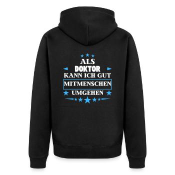 Traiter avec d’autres êtres humains en tant que médecin. - Veste à capuche bio Premium Unisexe - noir - Dos - Nico (187cm)