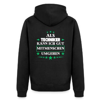 Traiter avec ses semblables en tant que technicien. - Veste à capuche bio Premium Unisexe - noir - Dos - Nico (187cm)
