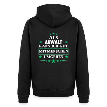 Traiter avec ses semblables en tant qu'avocat. - Veste à capuche bio Premium Unisexe - noir - Dos - Nico (187cm)