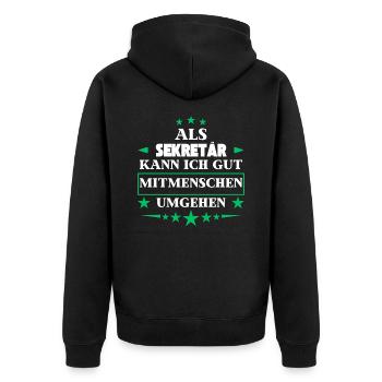 Traiter avec d'autres êtres humains en tant que secrétaire. - Veste à capuche bio Premium Unisexe - noir - Dos - Nico (187cm)
