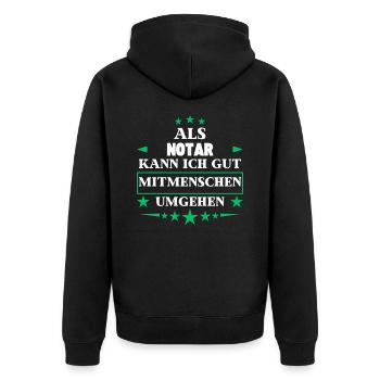 Dealing with other people as a notary. - Unisex Premium Organic Zip Hoodie - black - Back - Nico (187cm)