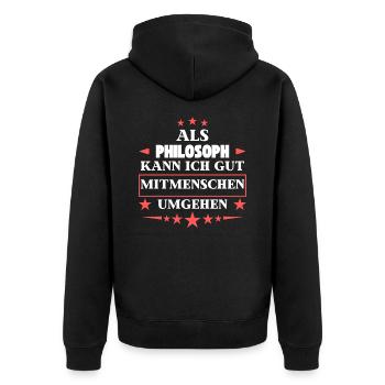 Traiter avec ses semblables comme un philosophe. - Veste à capuche bio Premium Unisexe - noir - Dos - Nico (187cm)