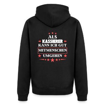 Als Kassierer Mitmenschen Umgehen. - Unisex Premium Bio Zip Hoodie - Schwarz - Hinten - Nico (187cm)