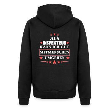 Dealing with fellow human beings as an inspector. - Unisex Premium Organic Zip Hoodie - black - Back - Nico (187cm)