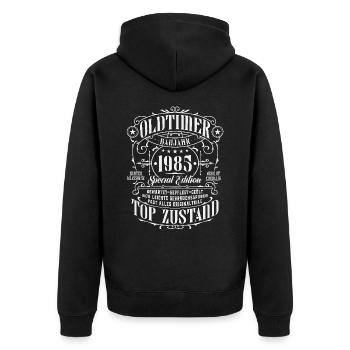 Oldtimer Jahrgang 1985 geboren Geburtstag Geschenk - Unisex Premium Bio Zip Hoodie - Schwarz - Hinten - Nico (187cm)