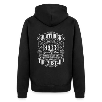 Oldtimer 1955 geboren Geburtstag Geschenk - Unisex Premium Bio Zip Hoodie - Schwarz - Hinten - Nico (187cm)