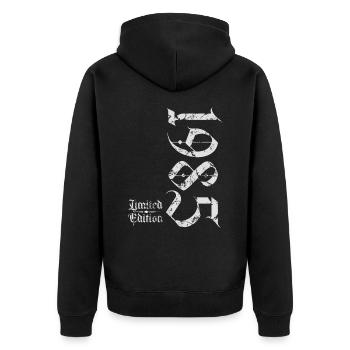 1985 Vintage Edition Limitée - Veste à capuche bio Premium Unisexe - noir - Dos - Nico (187cm)