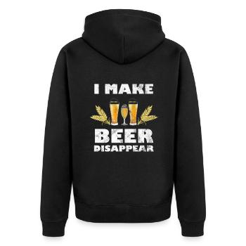 Bier lustiger BierSpruch mit Bier - Unisex Premium Bio Zip Hoodie - Schwarz - Hinten - Nico (187cm)