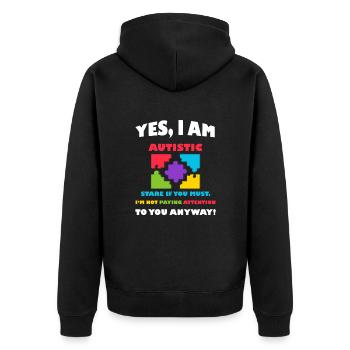 Autistic Autism Awareness - Unisex Premium Bio Zip Hoodie - Schwarz - Hinten - Nico (187cm)