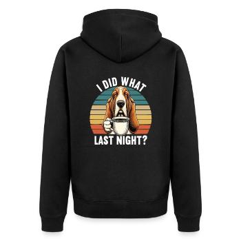 Ich Bin Nicht Faul Basset Hound Basset Hounds - Unisex Premium Bio Zip Hoodie - Schwarz - Hinten - Nico (187cm)