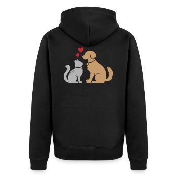 Cat and dog - cat and dog - chat et chien - Unisex Premium Organic Zip Hoodie - black - Back - Nico (187cm)