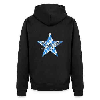 Bayern Stern Vintage - Unisex Premium Bio Zip Hoodie - Schwarz - Hinten - Nico (187cm)