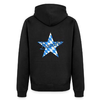 Bavaria Bayern - Unisex Premium Bio Zip Hoodie - Schwarz - Hinten - Nico (187cm)