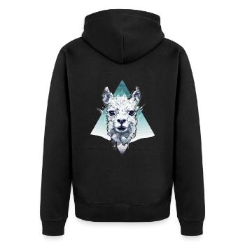 Polygone d’alpaga mignon - Veste à capuche bio Premium Unisexe - noir - Dos - Nico (187cm)