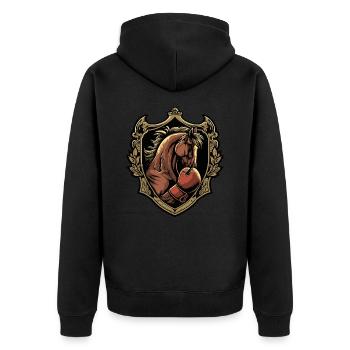 Pferd Boxer MMA Logo - Unisex Premium Bio Zip Hoodie - Schwarz - Hinten - Nico (187cm)