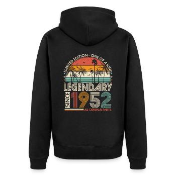 1952 Vintage Vintage Retro Cadeau d’anniversaire - Veste à capuche bio Premium Unisexe - noir - Dos - Nico (187cm)