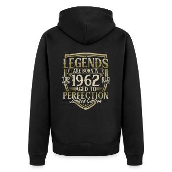 1962 Vintage Born Legends Cadeau d’anniversaire - Veste à capuche bio Premium Unisexe - noir - Dos - Nico (187cm)