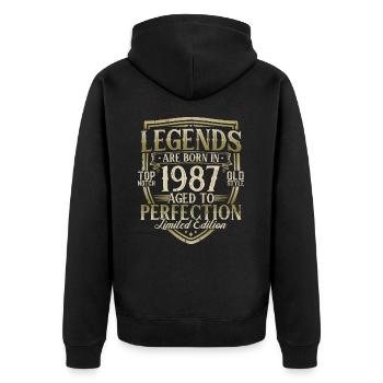 1987 Cadeau d’anniversaire Born Legends - Veste à capuche bio Premium Unisexe - noir - Dos - Nico (187cm)