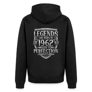 1962 Vintage Born Legends Cadeau d’anniversaire - Veste à capuche bio Premium Unisexe - noir - Dos - Nico (187cm)