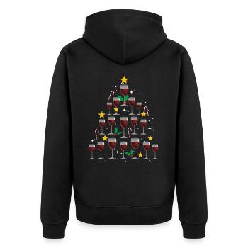 Wein Weihnachten. Weihnachtsgeschenk - Unisex Premium Bio Zip Hoodie - Schwarz - Hinten - Nico (187cm)