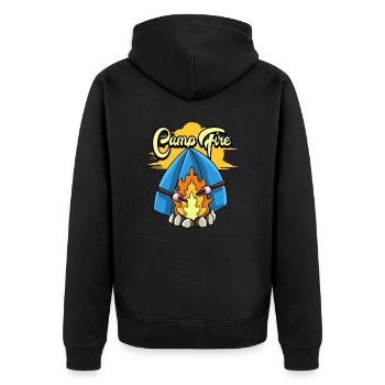 CAMP FIRE - Unisex Premium Organic Zip Hoodie - black - Back - Nico (187cm)