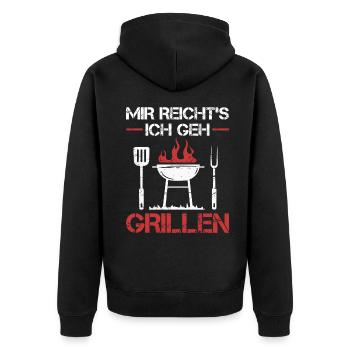 Griller BBQ Grill Grillmeister Grillen Grillparty - Unisex Premium Bio Zip Hoodie - Schwarz - Hinten - Nico (187cm)