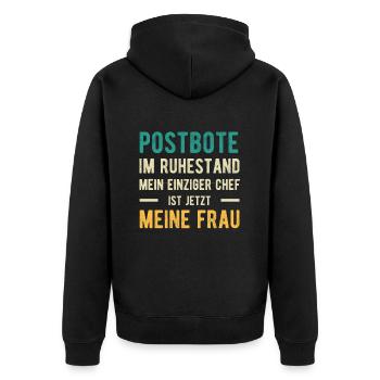 Postbote Spruch Verheiratet - Unisex Premium Bio Zip Hoodie - Schwarz - Hinten - Nico (187cm)
