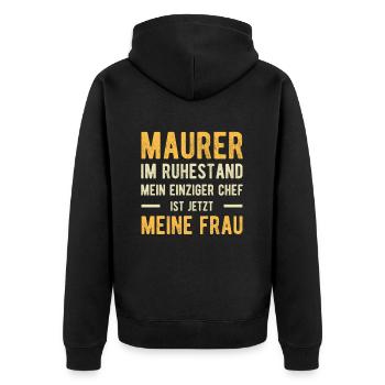 Maurer Witzige Sprüche Ehemann Ehefrau - Unisex Premium Bio Zip Hoodie - Schwarz - Hinten - Nico (187cm)