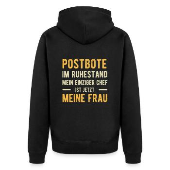 Postbote Spruch Witzig Ehepaar - Unisex Premium Bio Zip Hoodie - Schwarz - Hinten - Nico (187cm)