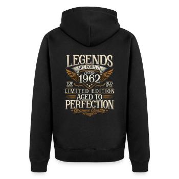 Né en 1962 Legends Cadeau d’anniversaire - Veste à capuche bio Premium Unisexe - noir - Dos - Nico (187cm)