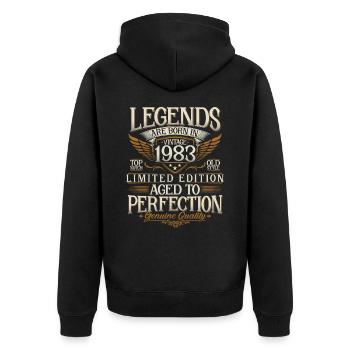 Né en 1983 Legends Cadeau d’anniversaire - Veste à capuche bio Premium Unisexe - noir - Dos - Nico (187cm)