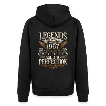 Né en 1967 Legends Cadeau d’anniversaire - Veste à capuche bio Premium Unisexe - noir - Dos - Nico (187cm)