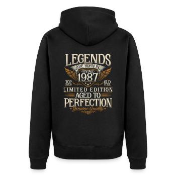 Né en 1987 Legends Cadeau d’anniversaire - Veste à capuche bio Premium Unisexe - noir - Dos - Nico (187cm)
