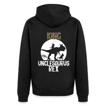 King Unclesaurus Rex Gift For Uncle - Unisex Premium Organic Zip Hoodie - black - Back - Nico (187cm)