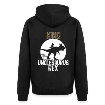 King Unclesaurus Uncle Funny Gift For Uncle - Unisex Premium Organic Zip Hoodie - black - Back - Nico (187cm)