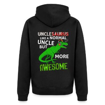 Unclesaurus Gift For My Awesome Funny Uncle - Unisex Premium Organic Zip Hoodie - black - Back - Nico (187cm)