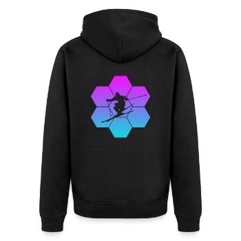 Skiing - Unisex Premium Bio Zip Hoodie - Schwarz - Hinten - Nico (187cm)