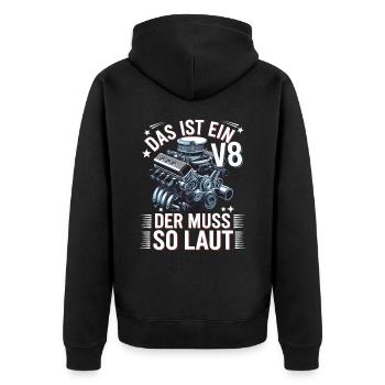 Moteur V8 8 cylindre cylindrée tuner de voiture de réglage - Veste à capuche bio Premium Unisexe - noir - Dos - Nico (187cm)