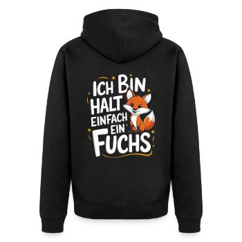 Fuchs Füchse Wildtier Waldtier Rotfuchs - Unisex Premium Bio Zip Hoodie - Schwarz - Hinten - Nico (187cm)
