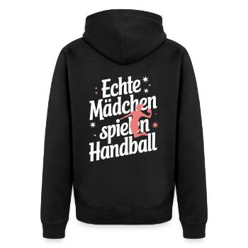 Handball players Handball Sports Handball players - Unisex Premium Organic Zip Hoodie - black - Back - Nico (187cm)