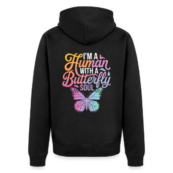 Schmetterling Monarchfalter Bunt Schmetterlinge - Unisex Premium Bio Zip Hoodie - Schwarz - Hinten - Nico (187cm)