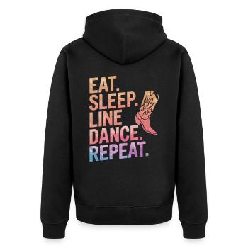 Line Dancing Tanzen Tänzer - Unisex Premium Bio Zip Hoodie - Schwarz - Hinten - Nico (187cm)