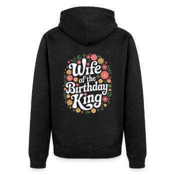 Frau Ehefrau Partnerin Familie Verheiratet - Unisex Premium Bio Zip Hoodie - Schwarz - Hinten - Nico (187cm)