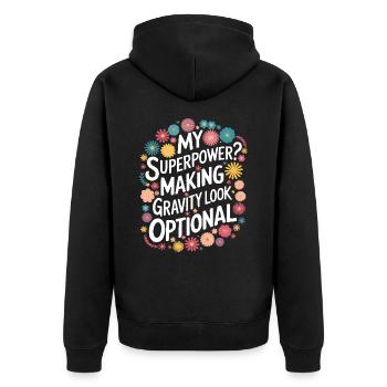 Turnen Turner Gymnastik - Unisex Premium Bio Zip Hoodie - Schwarz - Hinten - Nico (187cm)