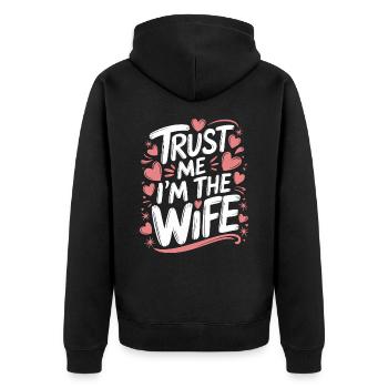 Frau Ehefrau Partnerin Familie Verheiratet - Unisex Premium Bio Zip Hoodie - Schwarz - Hinten - Nico (187cm)