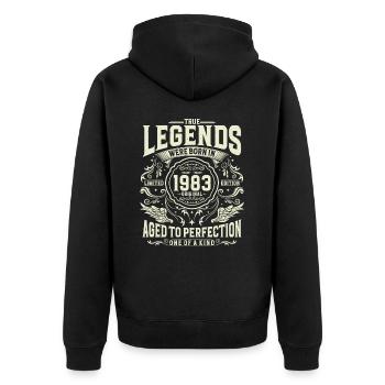 Vintage né en 1983 Legends Vintage Anniversaire - Veste à capuche bio Premium Unisexe - noir - Dos - Nico (187cm)
