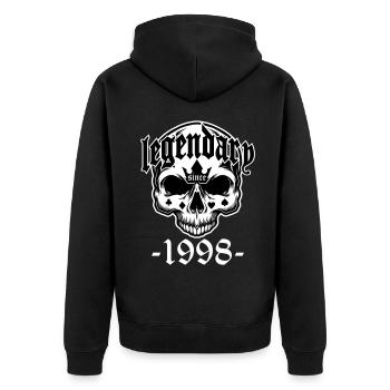 Légendaire depuis 1998 - Skull | Les couleurs peuvent être modifiées - Veste à capuche bio Premium Unisexe - noir - Dos - Nico (187cm)