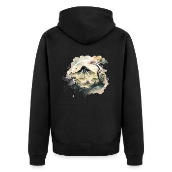 Japanese Mountain - Unisex Premium Organic Zip Hoodie - black - Back - Nico (187cm)